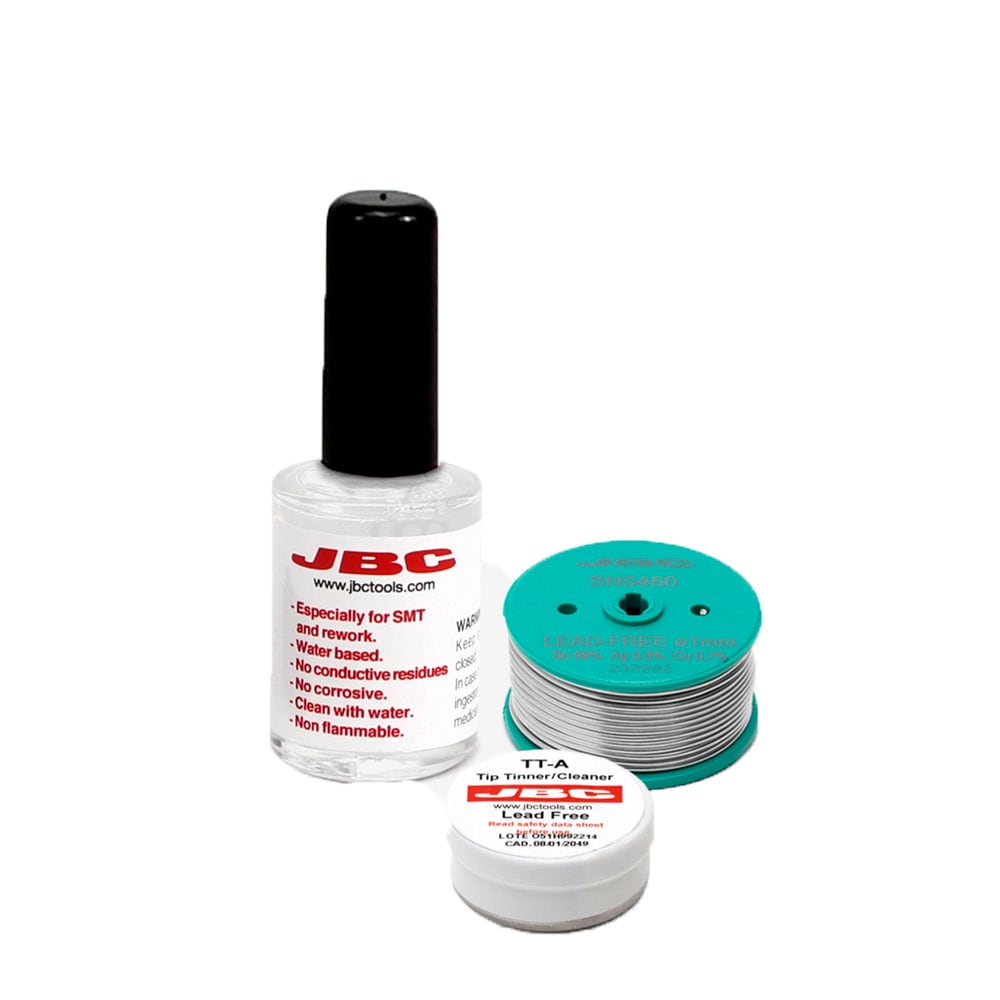 JBC solder, tip cleaner and flux